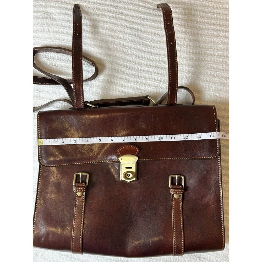 Tuscany Leather Firenze Handmade Leather Brown Briefcase Backpack York Office